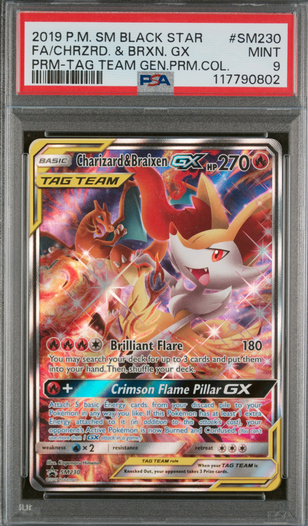 Charizard & Braixen GX SM230 PSA9